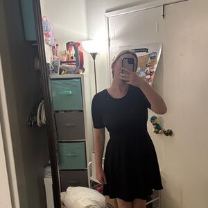 Cotton On Black Short-Sleeve Fit & Flare Mini Dress